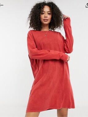 ASOS Tall Oversized Long Sleeve T-Shirt Dress – Burnt Orange Acid Wash